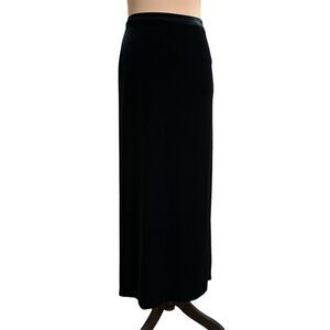 Vtg Y2K Kathi Lee Women Black Velvet Maxi Skirt Sz 42 Goth Fairy Grunge Witchy